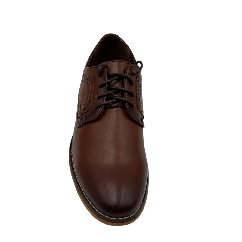 Stacy Adams‎ Youth Boys Dickens Oxford Dress Shoes Size 2-4 Brown Cognac Lace Up